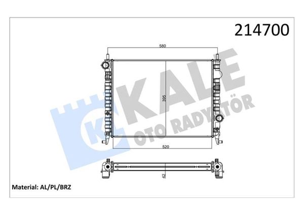 KALE RADYATÖR 0133302AB | Su Radyatörü Fiat Albea/Palio Strada 1.3 JTD Multijet