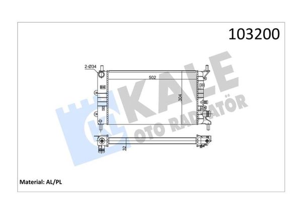 KALE RADYATÖR 0207162AL | Motor Radyatörü Escort Cl 1.6 Cvh 90 > 95 Kale Radyatör Marka
