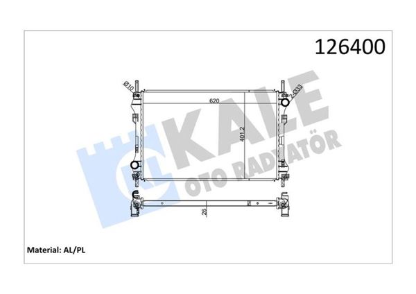 KALE RADYATÖR 0222271AB | Su Radyatörü 1 Sıra Ford Transit V184 2.4 TDCI Klimasız 01-06