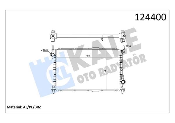KALE RADYATÖR 0223281AB | Radyatör 1 Sıra Ab (Ford: Transit Connect 70 Ps 02-13) Klimasız