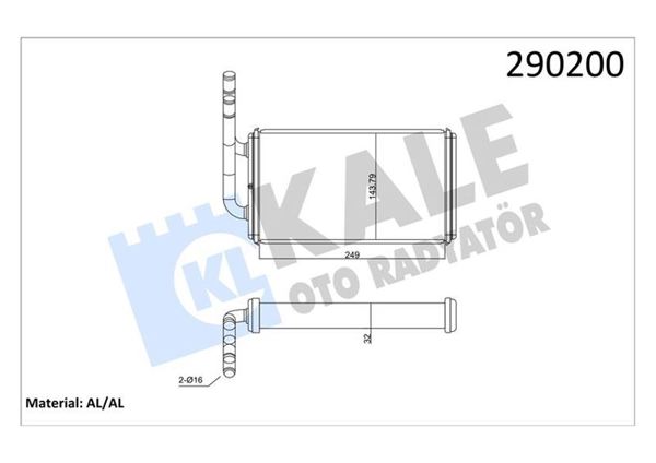 KALE 0287881AB | Kalorifer Radyatörü Ford Transit T12/T15/V183 2.0/2.5D 85-00