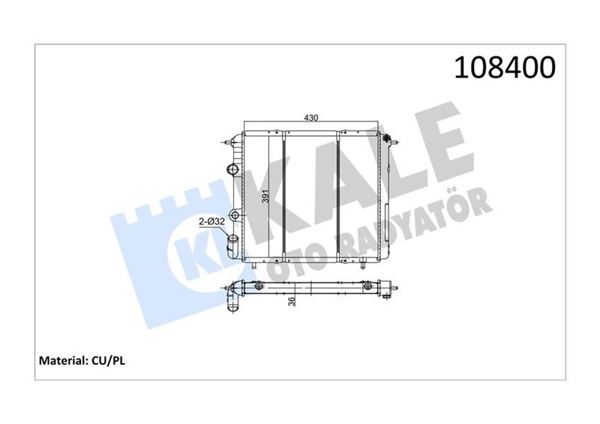 KALE 0508062PA | Radyatör Renault R19 1.4-1.6 IE/Inj Klimalı Bakır