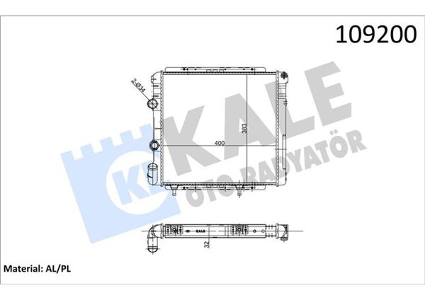 KALE 0513162AL | Su Radyatörü 2 Sıra Alüminyum | Renault R9 1.4 Enjeksiyonlu (E7J) 85-02