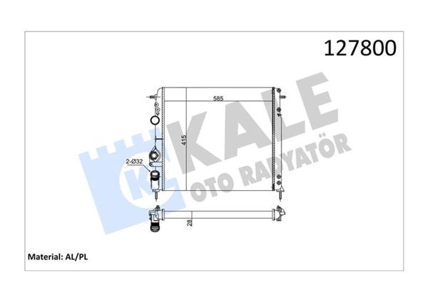 KALE RADYATÖR 0520202AL | Su Radyatörü 2 Sıra Alüminyum Klimalı Renault Megane I/Scenic I 1.4-2.0 16V 96-03