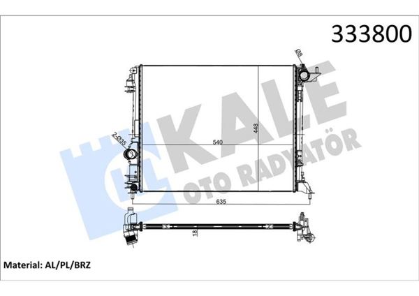 KALE 0520251AB | Renault Megane IV/Talisman/Scenic IV/Grand Scenic 1.2-1.6 Su Radyatörü 18mm