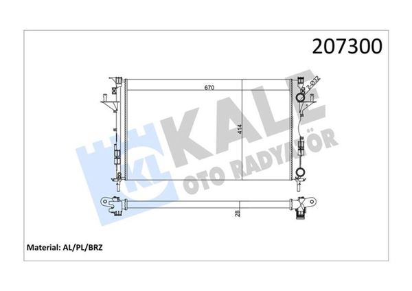 KALE RADYATÖR 0529302AL | Motor Radyatörü Laguna II 1.6 / 1.8 / 2.0 / 1.9 DCI (670X414x28) / (2 Sıra Al Sıstem)