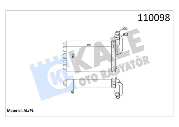 KALE RADYATÖR 0583862AL | Kalorifer Radyatörü 2 Sıra Al+Pl Renault R19 Clio Kangoo Megane Scenic