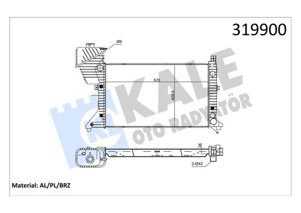 KALE 0915011AB | Su Radyatörü Al / Brz (Mercedes-Benz Sprinter 214 / 208D / 314 / 308 / 414 (95-06) (Nac) (Mt))