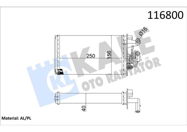 KALE RADYATÖR 1782822AL | Kalorifer Radyatörü Klimalı Musluklu (Fiat: Tempra Sx Ak 2.0)