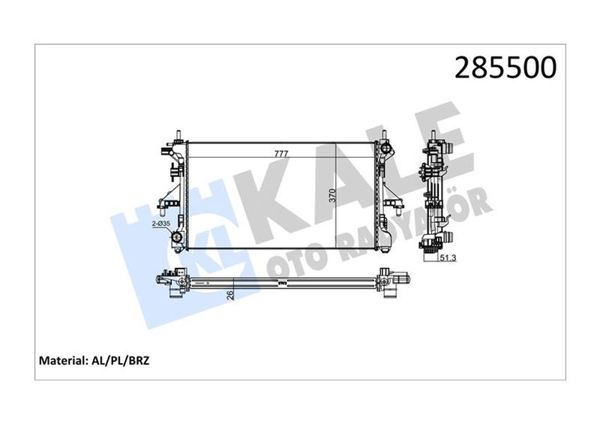 KALE RADYATÖR 2052011AB | Su Radyatörü 1 Sıra Fiat Ducato 2.2 JTD Peugeot Boxer Citroen Jumper 2.2 HDI 06>