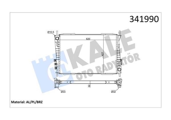 KALE 341990 | Su Radyatörü Brazing (Jaguar X-Type 3.0 / 2.0 D (04-09) (At / Mt) (Klimalı / Klimasız)