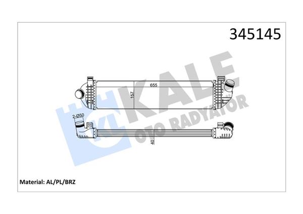 KALE 345145 | Turbo Radyatörü Intercooler (Volvo C30 / C70 II / S40 II 1.6D-2.0D 04= / V40 D2 12= / 15)