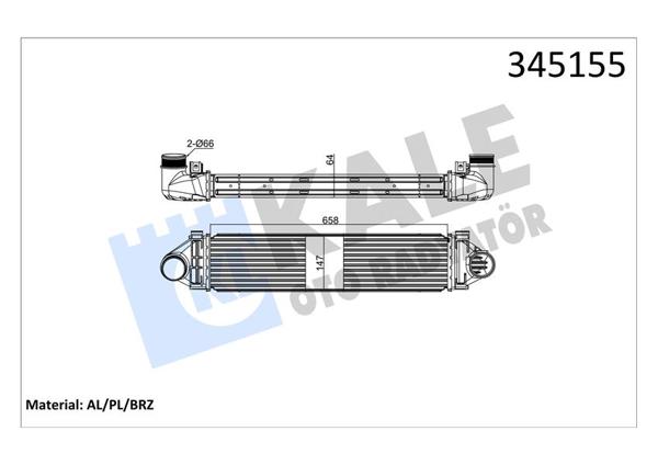 KALE 345155 | Turbo Radyatörü (İntercooler) Volvo C30 S80 II V40 2.0T 2.5T V70 III XC70 06-15