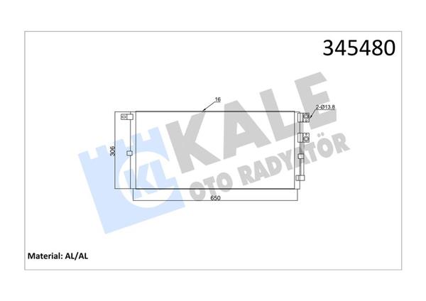 KALE 345480 | Klima Radyatörü Kondenser Jaguar X-Type X400 2.0/2.2D 03/09 Kurutucusuz