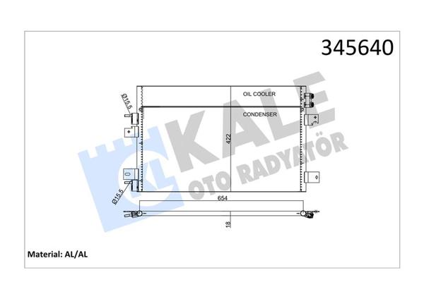KALE 345640 | Kondenser Chrysler Sebring/Dodge Avenger/Jeep Compass-Patriot 2.0 CRDI 2.4 2.7 06-