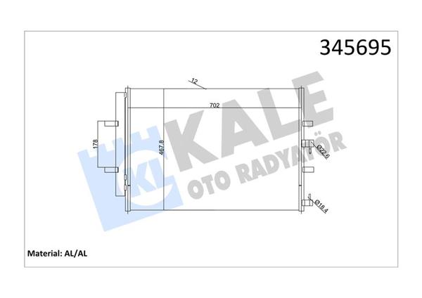 KALE 345695 | Klima Radyatörü (Kondenser) 12-Transit-Tourneo.Custom 2.2Dtci
