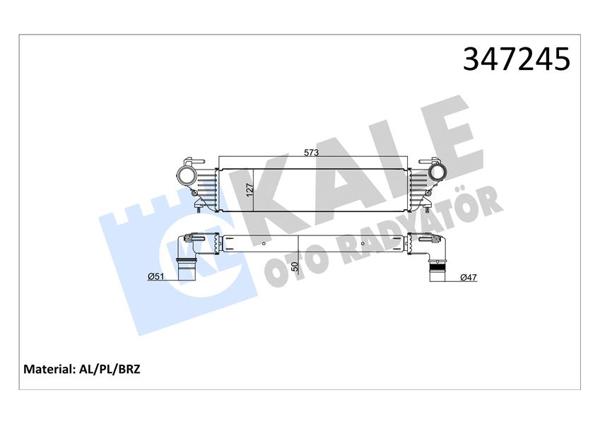 KALE 347245 | Turbo Radyatörü (Intercooler) 13-Egea-500L 1.3-1.6Mjt