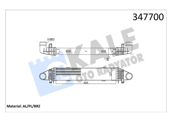 KALE 347700 | Mercedes W204 / W212 C180 / C200 / E200 2007 Sonrası Turbo Radyatörü 630x125x65