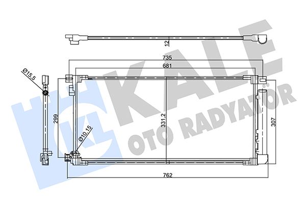 KALE 358775 | Klima Radyatörü (Toyota Auris 1.2 VVTI 15-18 / Auris Touring Sports 1.2 VVTI 15-18-(Kurutuculu)