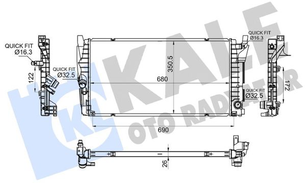 KALE 364360 | Motor Su Radyatörü Premıum Line BMW F40 F45 F46 F48 F39 Mini F60