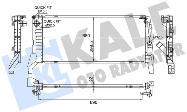 KALE 364460 | Motor Su Radyatörü BMW B37 F45 F46 F48 Mini F56 F55 F57 F60