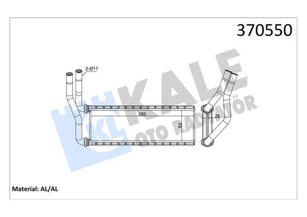 KALE 370550 | Kalorifer Radyatörü (Mitsubishi Fuso Canter Euro5 13<17 [Brazıng Al / Al] [26mm]