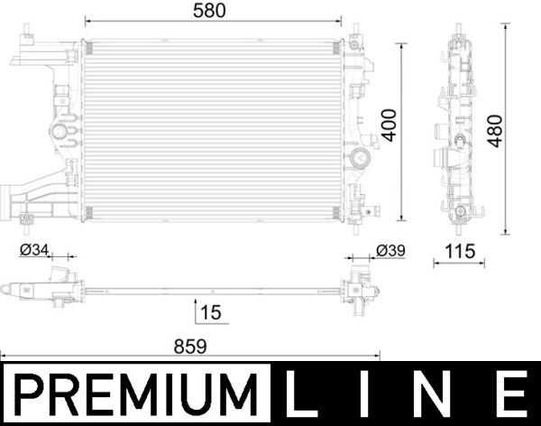 MAHLE CR2595000P | Radyatör Premıum Line Mekanik Astra J-Zafira Tourer C-Cruze 1.4-1.6 Al / Pl / Brz 580X398x16