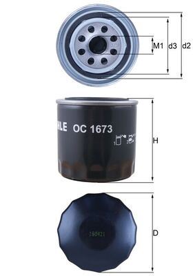 MAHLE OC1673 | Yağ Filtresi 10 > i30-İx20-İx35-İ40-Tucson-Santa Fe