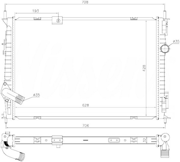 ORIS BNI901032 | Radyatör Brazing A / M 628X428x32 Qashqai 1.6 DCI 2007 68733