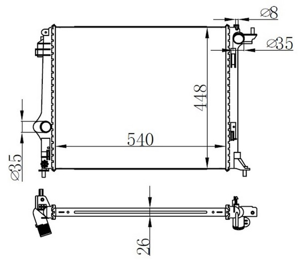 ORIS BRN090026 | Radyatör Brazing Mgn IV-1.5 DCI-1.2Tce-1.6 16V Ac Mek 540X448x26