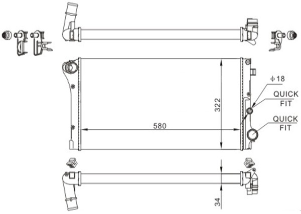 ORIS MFI377034 | Radyatör Mechanical Mt 580 322 34 Panda 1.3 Mjtd 03 617847