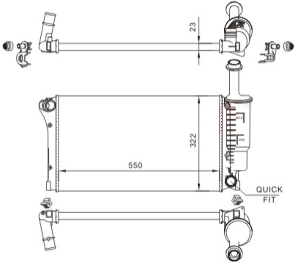ORIS MFI378023 | Radyatör Fiat Panda 07 > 11 Mekanik 540X322x18