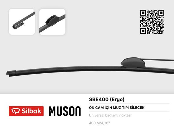 SİLBAK SBE400 | Silecek Süpürgesi Muz Tipi 400mm Üniversal Kancalı Ergonomik