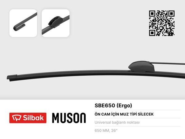 SİLBAK SBE650 | Silecek Süpürgesi Muz Tipi 650mm Üniversal Kancalı Ergonomik