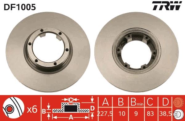 TRW DF98011S | Ön Fren Aynası R12-Toros R5 75 / 85 228X10x6dl