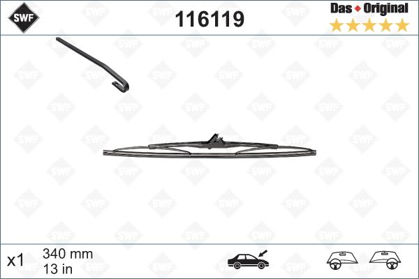 SWF 116119 | Silecek E-84 / 36 Sw A3 / Golf III / IV Free2 Arka 34 Cm