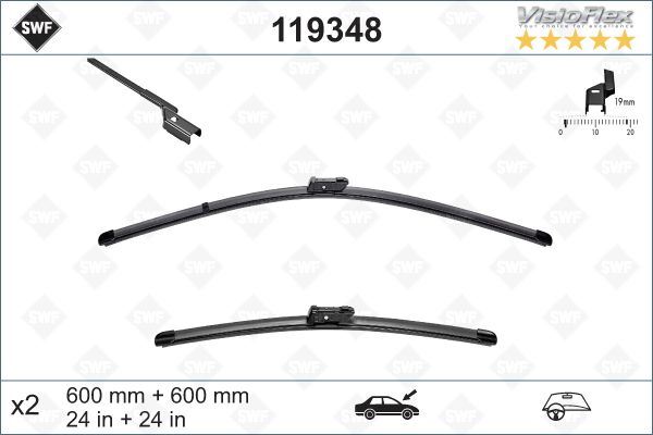 VALEO 119348 | Silecek Süpürgesi Takımı 600mm / 600mm Mercedes W204 S204 C218 X218 W212 C207 Swf