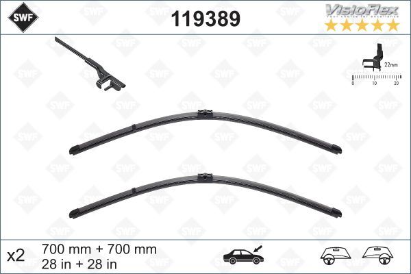 VALEO 119389 | Silecek Süpürgesi Takımı 700mm / 700mm Mercedes W220 W221