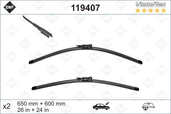 VALEO 119407 | Silecek Süpürgesi Takımı 650mm / 600mm Mercedes Sprinter B906 . VW Crafter 30-35-50 Swf