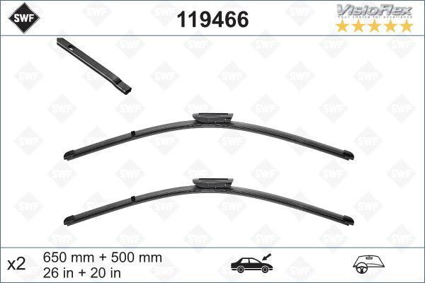 VALEO 119466 | Swf Visioflex Flat Blade (X2) (650 + 500 mm) Citroen Jumpy Panelvan / Van (04 / 16 >)