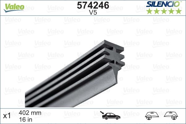 VALEO 574246 | Silecek Lastiği Silencio X1 400 mm Arka V5 Fiat Punto 3, 5Kapı