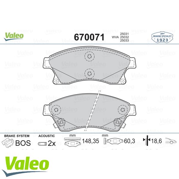 VALEO 9001047 | Fte Balata Fren Ön-(Opel Astra-J 09 / 12 / Chevrolet Cruze 09 / 12 / Aveo 11 / 12 15 Jant)