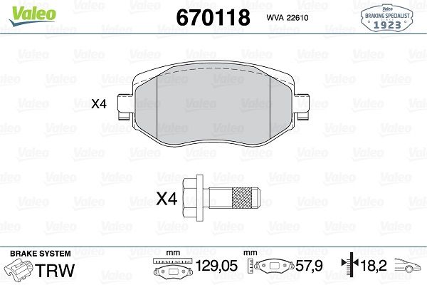 VALEO 9001311 | Fte Fren Balatası Ön Megane IV | 2 Adet