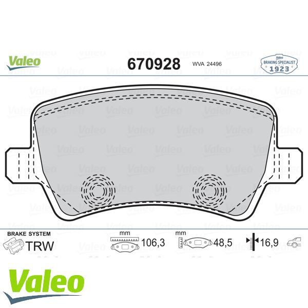 VALEO 9005028 | Fte Fren Balatası Arka (Ford S / Max 1.8 TDCI 2.0Tdcı 2.0 06 / Volvo S60-S80-Xc60