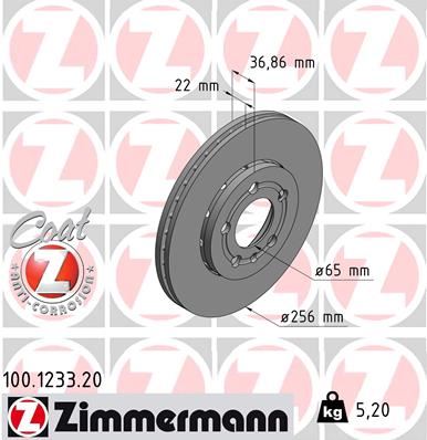 ZIMMERMANN 100.1233.20 | Fren Diski Ön Standart | 2 Adet