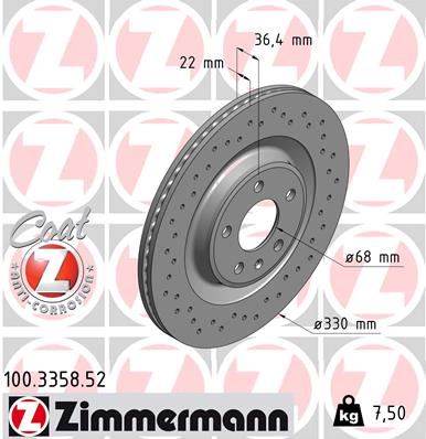 ZIMMERMANN 100.3358.52 | Fren Diski Arka Sport A4 A5 A6 A7 Q5 Touareg Maca | 2 Adet