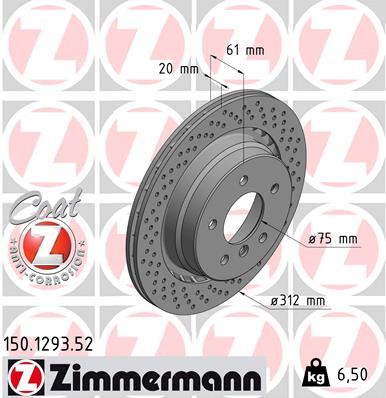 ZIMMERMANN 150.1293.52 | Fren Diski Arka Sağ BMW M3 E36 Delikli