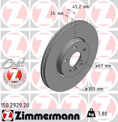 ZIMMERMANN 150.2929.20 | Fren Diski Ön Standart BMW F40-F44-F48 116-220 D/İ 2018- X1 U16 2024- | 2 Adet