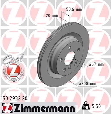 ZIMMERMANN 150.2932.20 | Fren Diski Arka BMW F40 F52 F44 F45 F46 F48 F49 F39 . Mini F54 F60 | 2 Adet