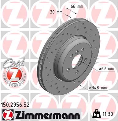 ZIMMERMANN 150.2956.52 | Fren Diski Ön BMW G20 G21 G22 G23 G26 G28 G30 G31 G32 G11 G12 G01 G02 G05 G18 Delikli